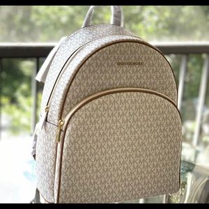 Michael Kors Large Backpack Bag Off White Leather